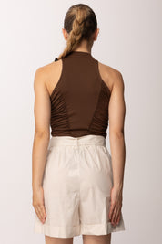 Khloe Femme Crop Top con Bottoncini P3266 CACAO