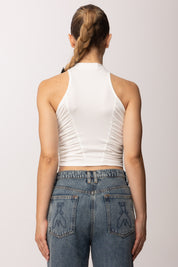 Khloe Femme Crop Top con Bottoncini P3266 PANNA