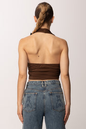 Khloe Femme Crop Top con Drappeggio P3339 CACAO