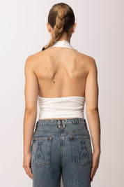 Khloe Femme Crop Top con Drappeggio P3339 PANNA