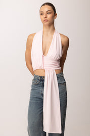 Khloe Femme Crop Top con Drappeggio P3339 ROSA