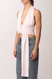 Khloe Femme Crop Top con Drappeggio P3339 ROSA