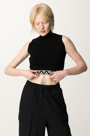 Akep Crop Top con Fascione Decorato MGKD07103 NERO