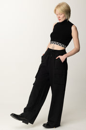 Akep Crop Top con Fascione Decorato MGKD07103 NERO