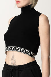 Akep Crop Top con Fascione Decorato MGKD07103 NERO