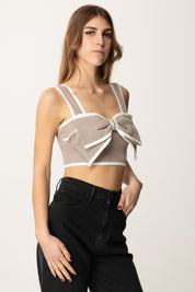 Elisabetta Franchi Crop Top con Fiocco Frontale TK31T51E2 GREIGE/AVORIO