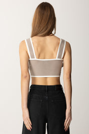 Elisabetta Franchi Crop Top con Fiocco Frontale TK31T51E2 GREIGE/AVORIO