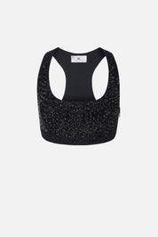 Elisabetta Franchi Crop Top con Ricamo Snake RT04J57E2 NERO