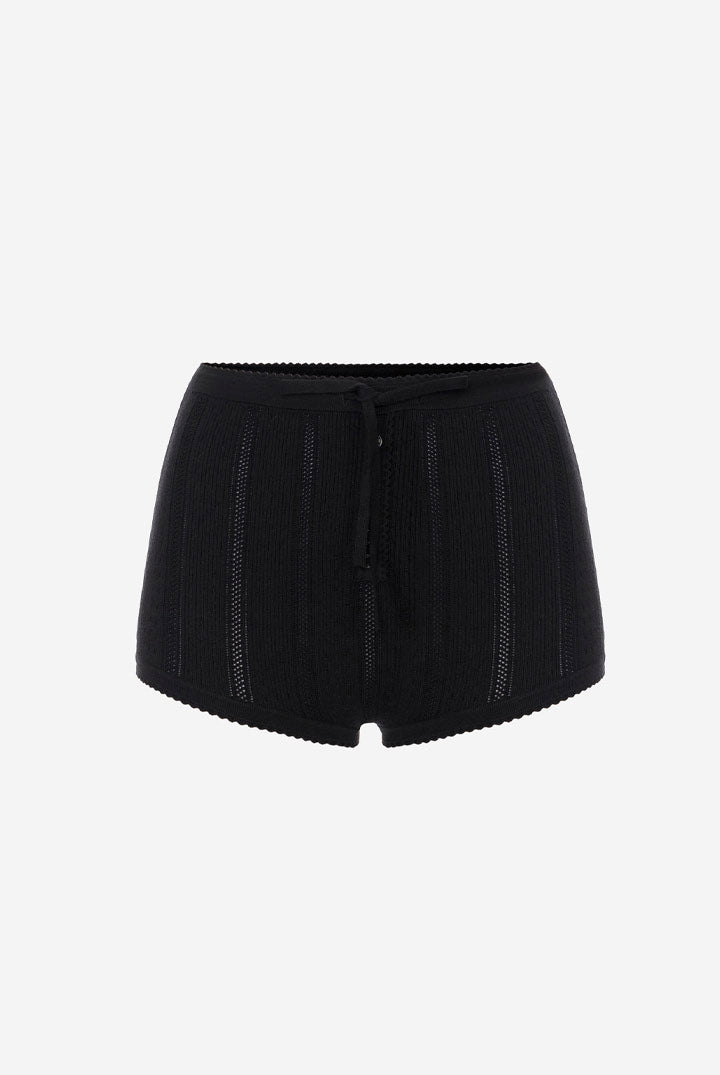 Elisabetta Franchi Culotte In Maglia Traforata con Ricami KS08S66E2 NERO