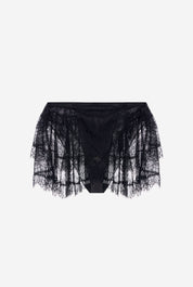 Elisabetta Franchi Culotte In Pizzo Floreale con Balze e Bordi Smerlati SH00967E2 NERO