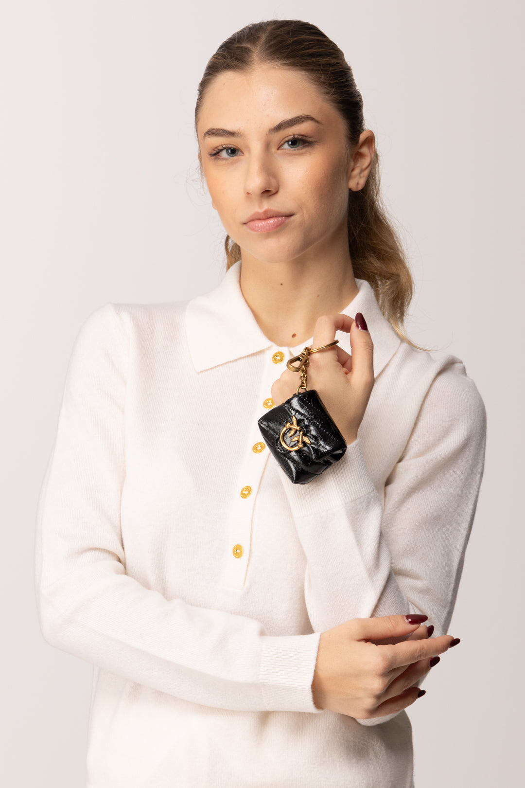 Pinko Custodia Airpods Pinko Love Puff In Pelle Trapuntata NERO-ANTIQUE GOLD