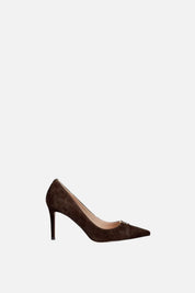 Twin-set Décolleté Alte In Pelle Scamosciata con Logo 262TCP018 DARKNESS BROWN