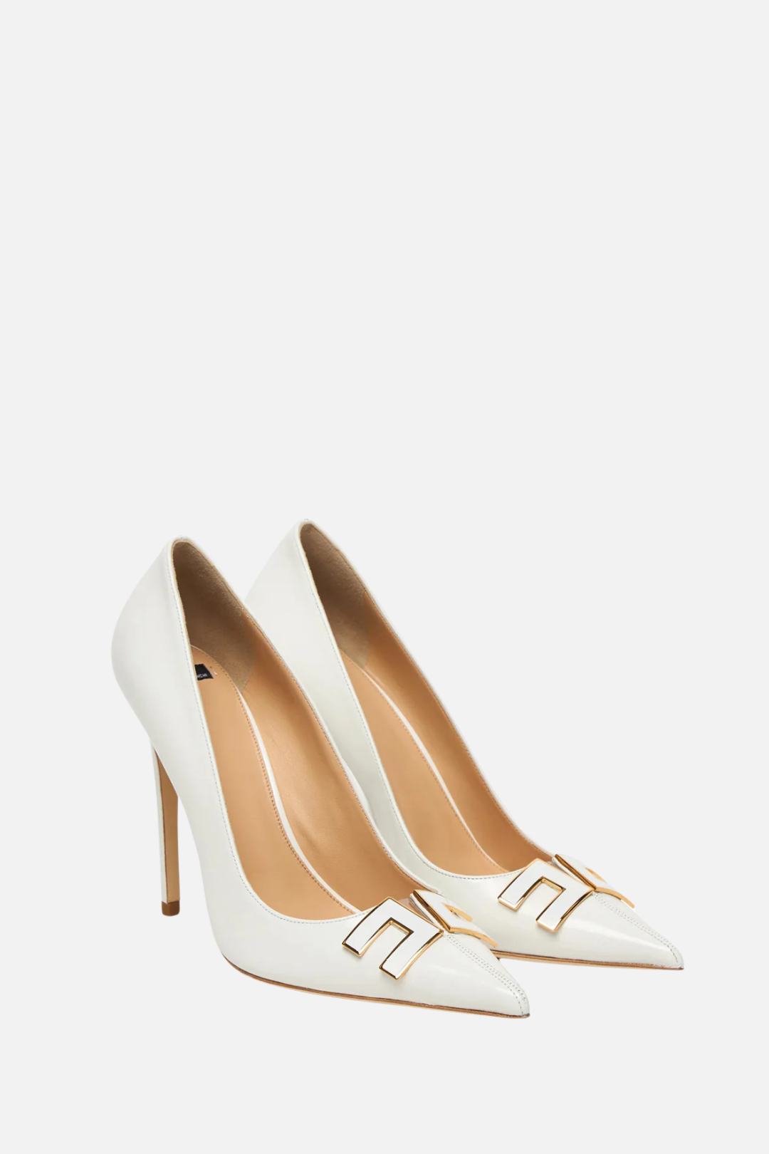 Elisabetta Franchi Décolleté In Pelle con Placca Logo SA14B61E2 AVORIO