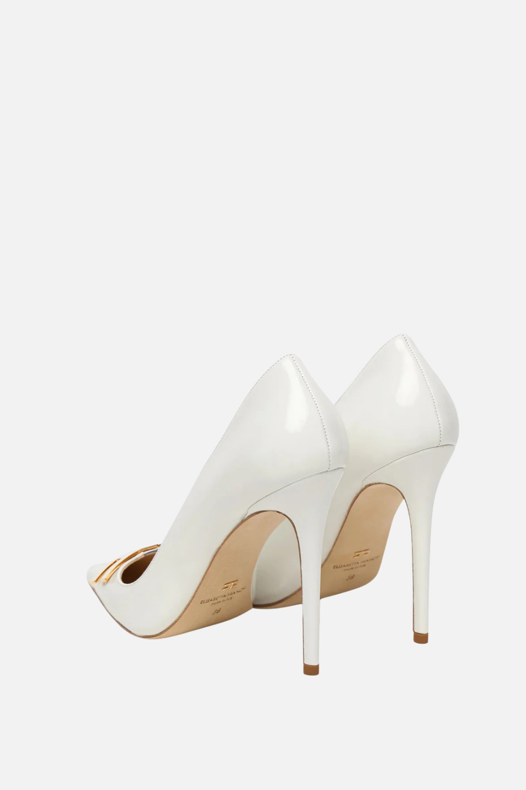 Elisabetta Franchi Décolleté In Pelle con Placca Logo SA14B61E2 AVORIO