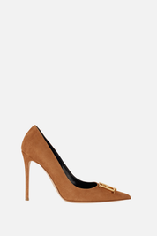 Elisabetta Franchi Décolleté In Suede con Dettaglio Logo Ef SA59L61E2 DAINO