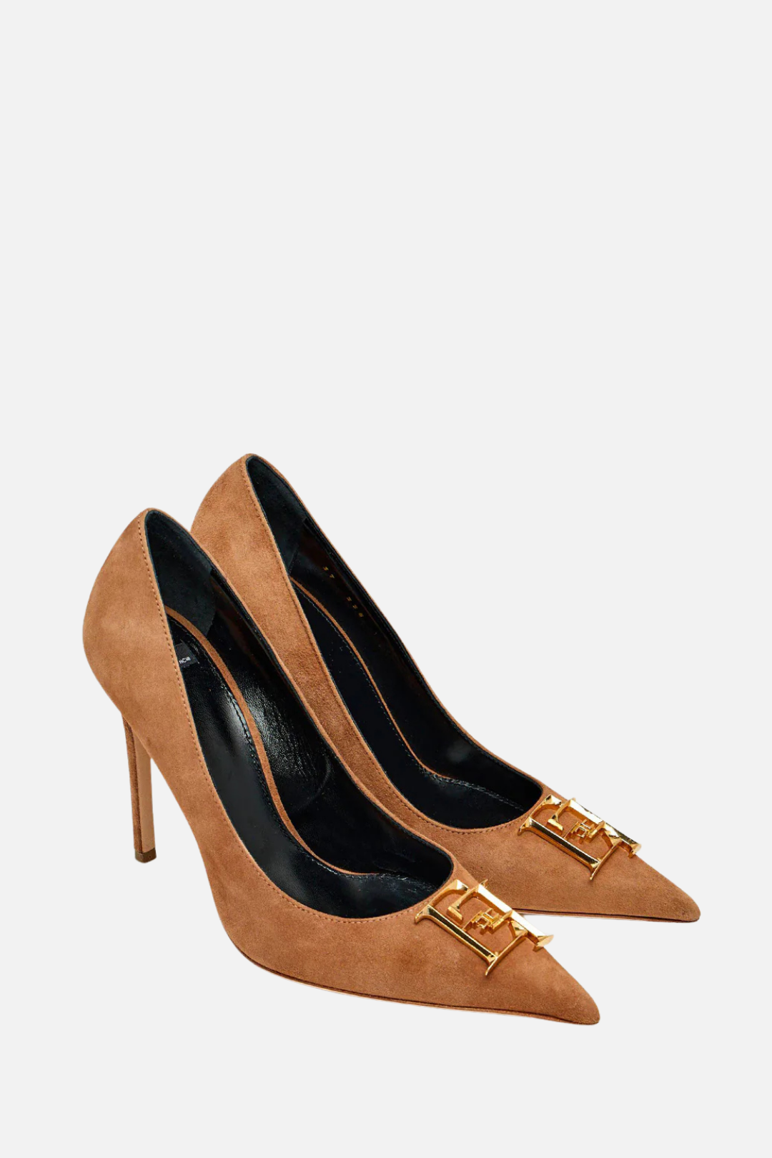 Elisabetta Franchi Décolleté In Suede con Dettaglio Logo Ef SA59L61E2 DAINO