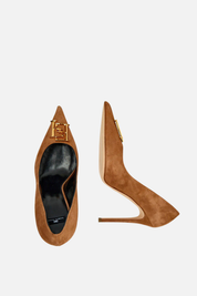Elisabetta Franchi Décolleté In Suede con Dettaglio Logo Ef SA59L61E2 DAINO