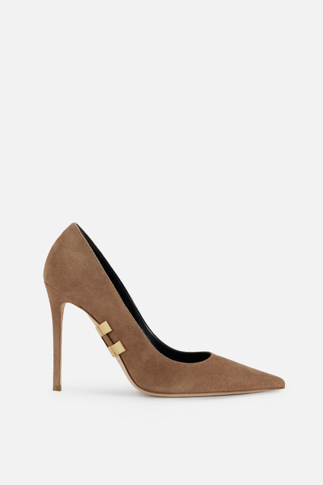 Elisabetta Franchi Decolleté In Suede con Logo Oro SA16L62E2 ARGILLA