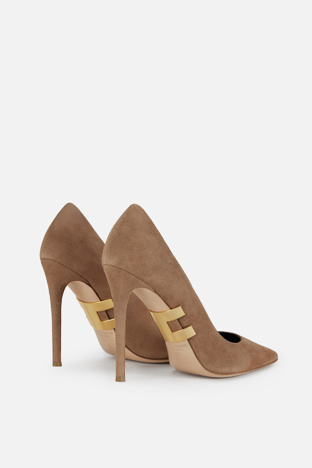 Elisabetta Franchi Decolleté In Suede con Logo Oro SA16L62E2 ARGILLA