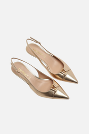 Twin-set Décolleté Slingback In Pelle con Logo 261TCP034 PLATINO