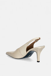 Patrizia Pepe Décolleté Slingback In Pelle con Tacco Medio 8Z0107 L048 WOOLY WHITE