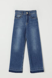 Elisabetta Franchi Bambina Denim Dritto con Ricamo Ef Sul Retro BLU SCURO