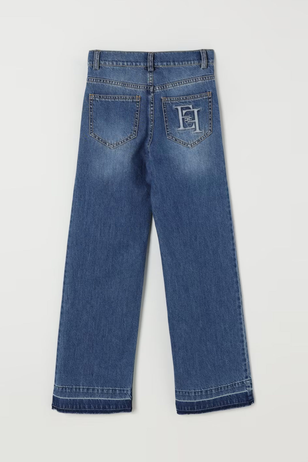 Elisabetta Franchi Bambina Denim Dritto con Ricamo Ef Sul Retro BLU SCURO