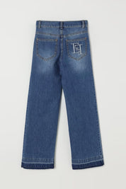 Elisabetta Franchi Bambina Denim Dritto con Ricamo Ef Sul Retro BLU SCURO