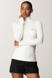 Elisabetta Franchi Dolcevita a Costine con Taschino MK11B56E2 AVORIO