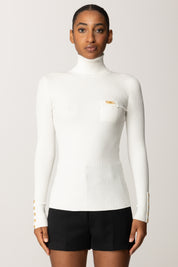 Elisabetta Franchi Dolcevita a Costine con Taschino MK11B56E2 AVORIO