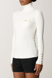 Elisabetta Franchi Dolcevita a Costine con Taschino MK11B56E2 AVORIO