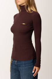 Elisabetta Franchi Dolcevita a Costine con Taschino MK11B56E2 MERLOT