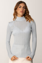 Elisabetta Franchi Dolcevita a Costine In Filato Di Viscosa MK22S56E2 STARLIGHT