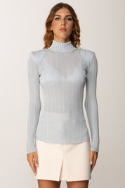 Elisabetta Franchi Dolcevita a Costine In Filato Di Viscosa MK22S56E2 STARLIGHT