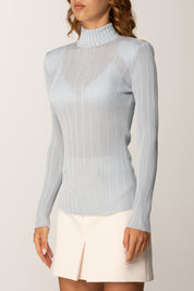 Elisabetta Franchi Dolcevita a Costine In Filato Di Viscosa MK22S56E2 STARLIGHT