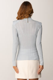 Elisabetta Franchi Dolcevita a Costine In Filato Di Viscosa MK22S56E2 STARLIGHT