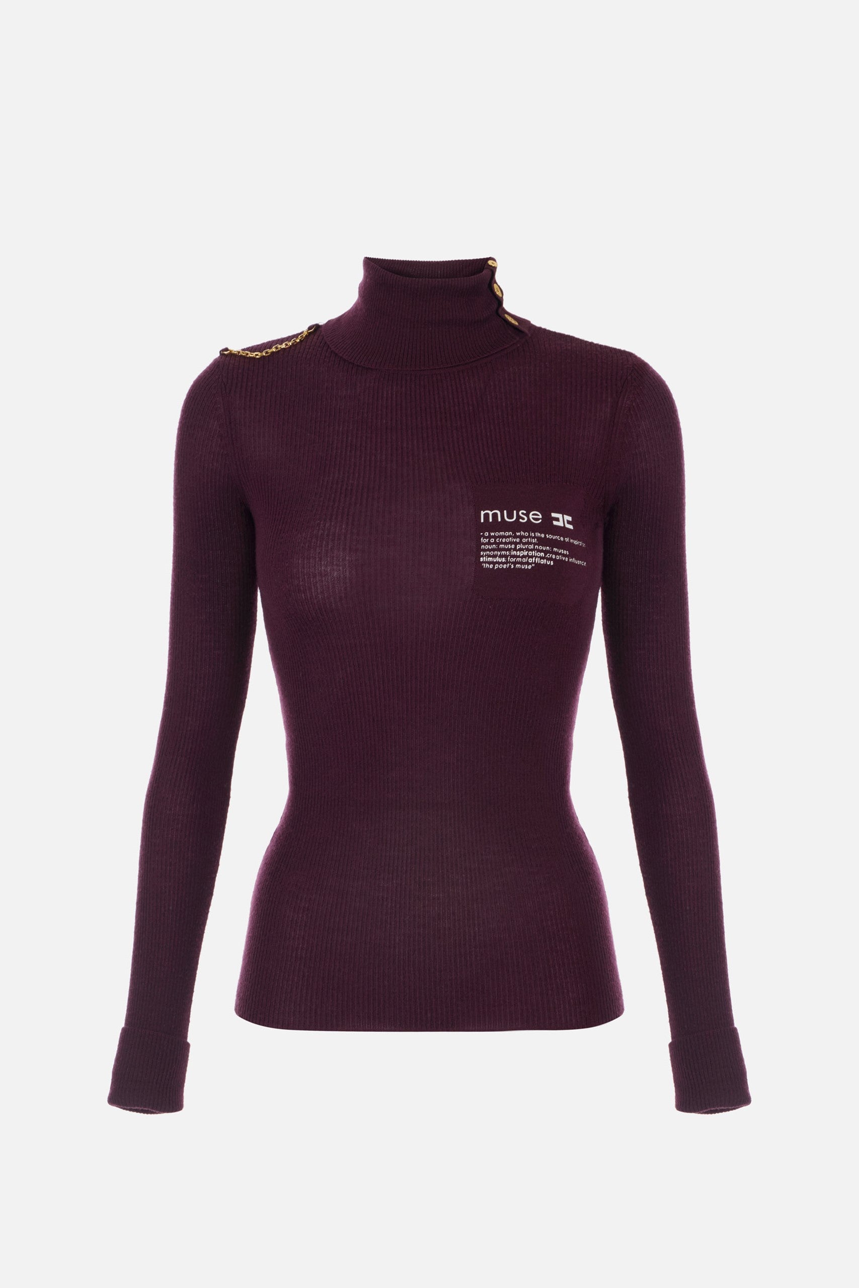 Elisabetta Franchi Dolcevita con Stampa "muse" MK43B57E2 MERLOT