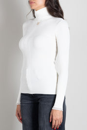 Elisabetta Franchi Dolcevita In Maglia a Coste con Logo e Pizzo MK22B66E2 BURRO