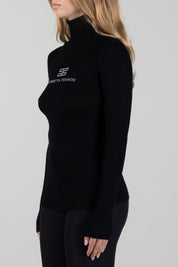 Elisabetta Franchi Dolcevita In Maglia a Costine con Logo Intarsio MK18B66E2 NERO/BURRO