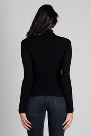 Elisabetta Franchi Dolcevita In Maglia a Costine con Logo Intarsio MK18B66E2 NERO/BURRO