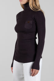 Elisabetta Franchi Dolcevita In Maglia con Ricami à Jour MK05B66E2 DARK CHOCOLATE