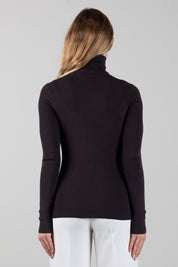Elisabetta Franchi Dolcevita In Maglia con Ricami à Jour MK05B66E2 DARK CHOCOLATE
