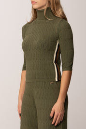 Akep Dolcevita In Maglia Punto Pizzo con Bande Laterali
 MGKD11042 BOSCO