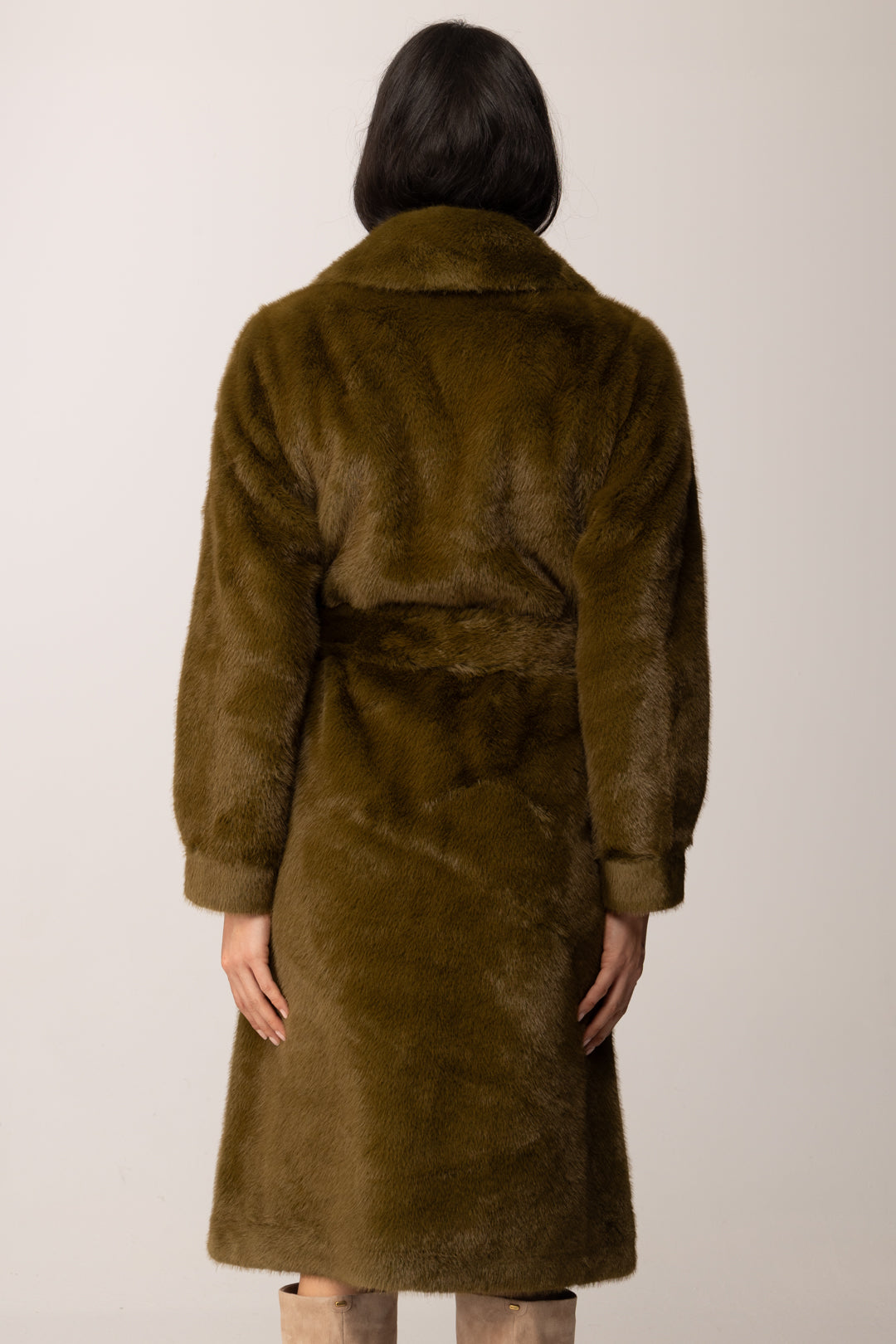 Manila Grace Ecopelliccia con Cintura E002PU MILITARE