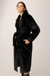 Manila Grace Ecopelliccia con Cintura E002PU NERO