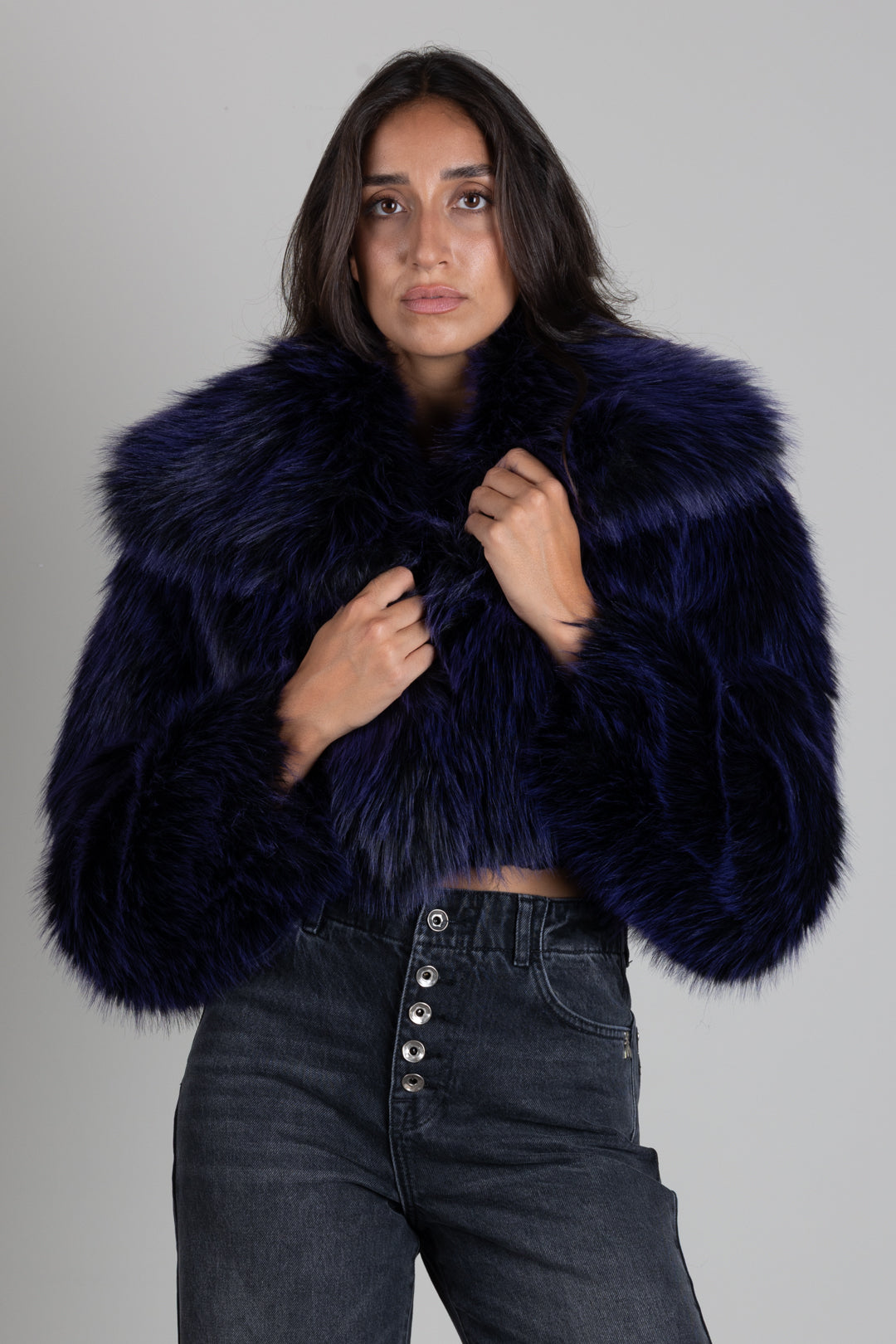 Patrizia Pepe Ecopelliccia Crop con Collo Ampio 8O0016 E0002 PURPLE BAYLAGE FU