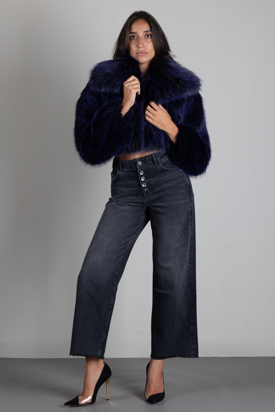 Patrizia Pepe Ecopelliccia Crop con Collo Ampio 8O0016 E0002 PURPLE BAYLAGE FU