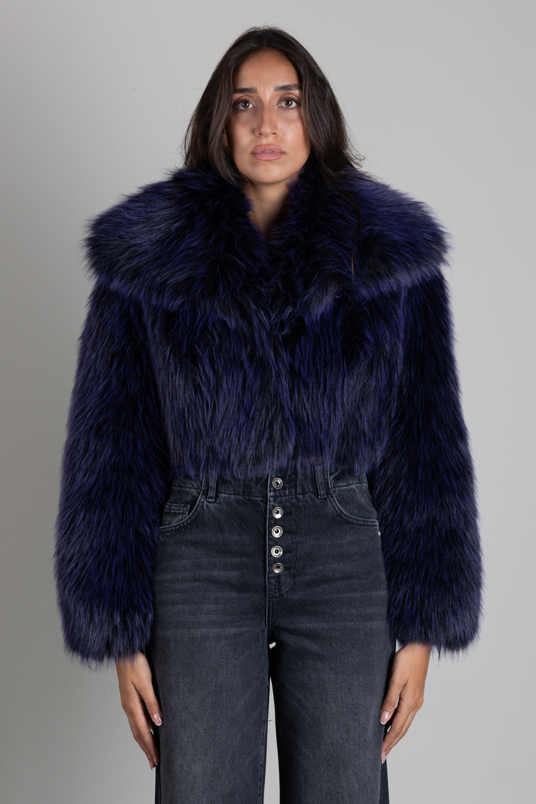 Patrizia Pepe Ecopelliccia Crop con Collo Ampio 8O0016 E0002 PURPLE BAYLAGE FU