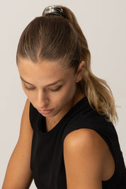 Patrizia Pepe Elastico con Doppio Anello Metallico e Fly Logo 2J2590 M080 SHINY SILVER