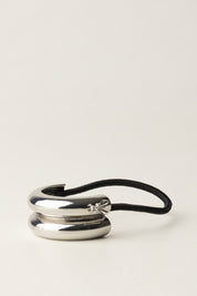 Patrizia Pepe Elastico con Doppio Anello Metallico e Fly Logo 2J2590 M080 SHINY SILVER